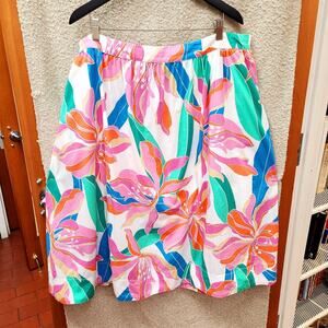 Floral Lane Bryant Midi Skirt Pink Green Spring Women's Plus Sz 22/24